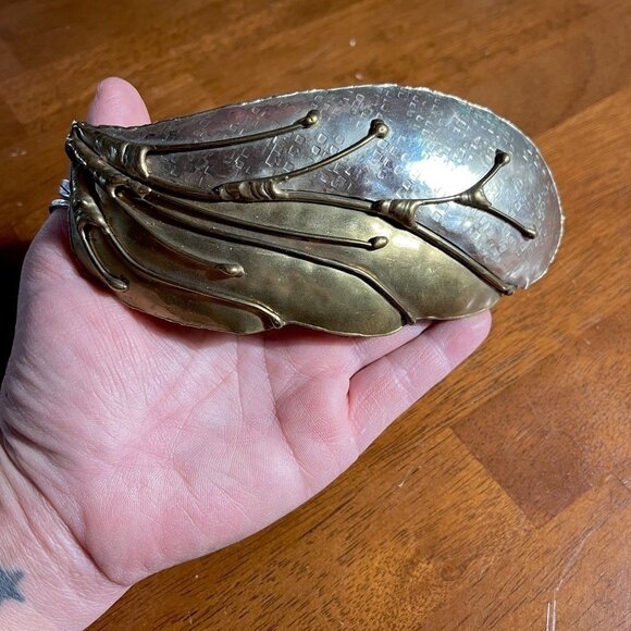 Mixed Metal Brutalist Belt Buckle Brass Silver Oversized Western Gypsy Modernist - Picture 2 of 7